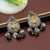 Green Color Premium Oxidised Two Tone Earrings (PGSE2736GRN)