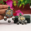 Green Color Premium Oxidised Two Tone Earrings (PGSE2736GRN)
