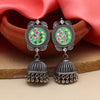 Pista Green Color Hand Painted Meena Work Premium Oxidised Earrings (PGSE2755PGRN)