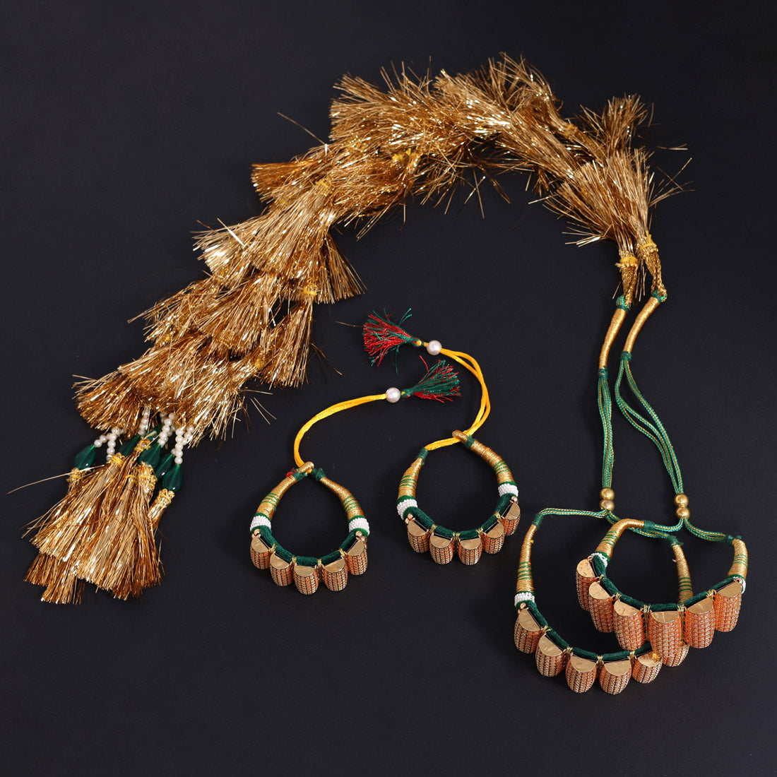 Green Color Royal Rajput Jewellry Rajasthani Pochi Bajubandh Armlet Set (PHI103GRN)
