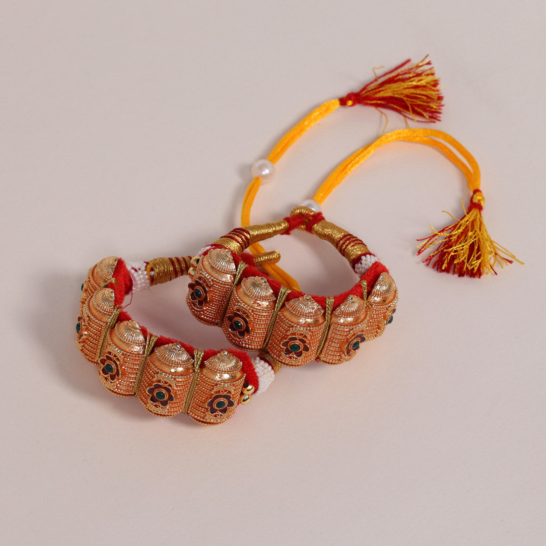 Red Color Royal Rajput Jewellry Rajasthani Pochi Bajubandh Armlet Set (PHI104RED)