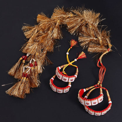 White Color Royal Rajput Jewellry Rajasthani Pochi Bajubandh Armlet Set (PHI106WHT)
