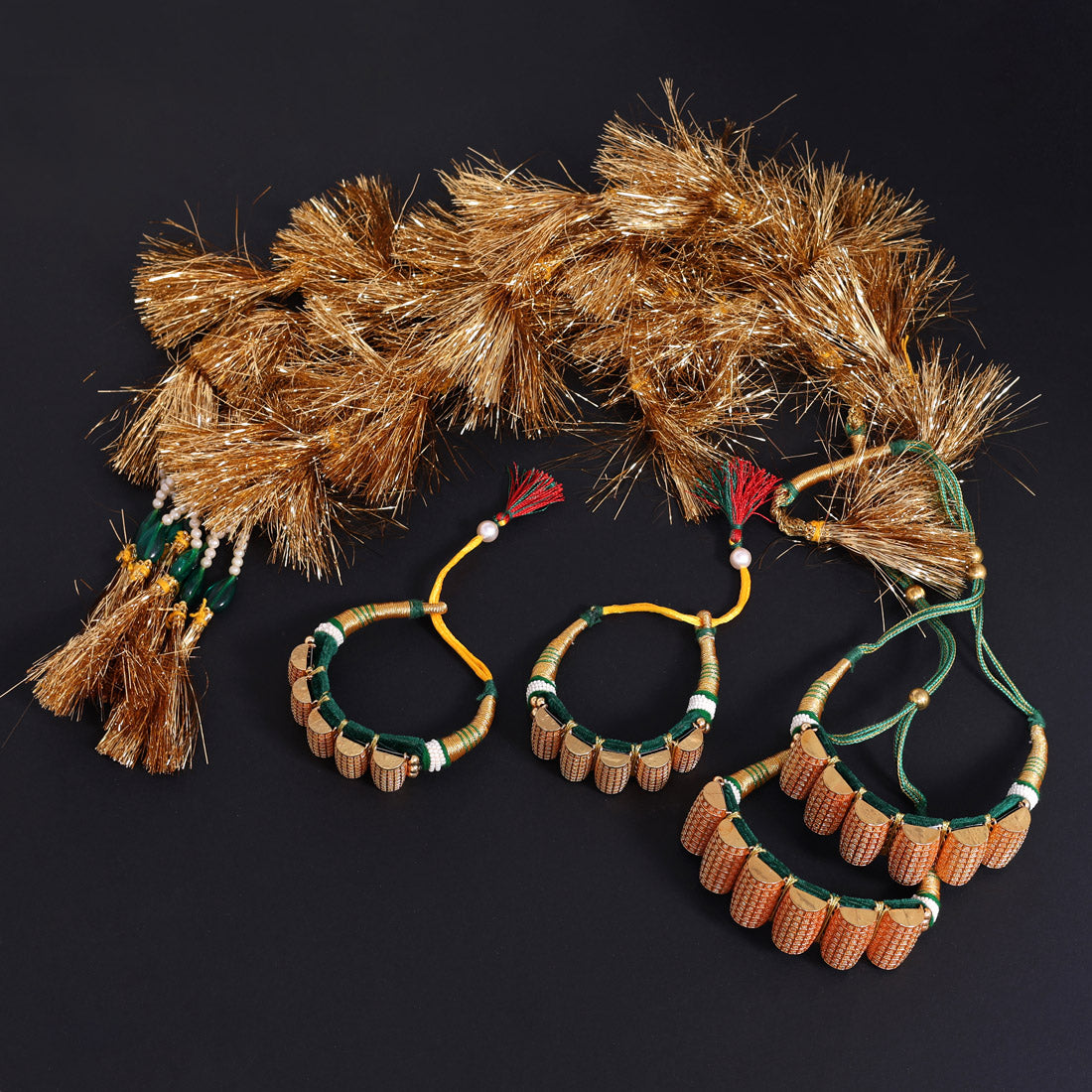 Green Color Royal Rajput Jewellry Rajasthani Pochi Bajubandh Armlet Set (PHI107GRN)