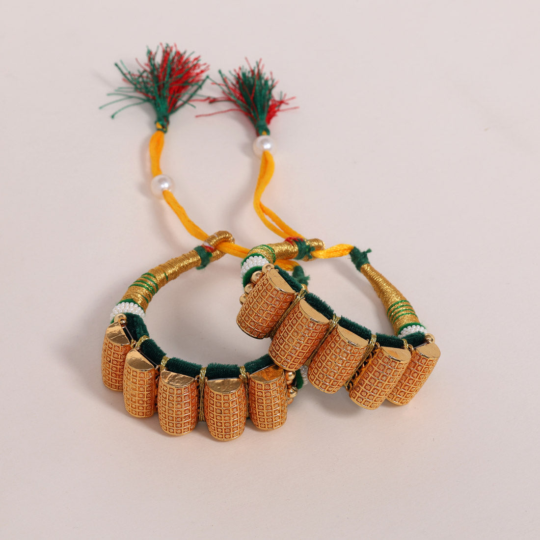 Green Color Royal Rajput Jewellry Rajasthani Pochi Bajubandh Armlet Set (PHI107GRN)
