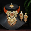 Peach Color Choker Premium Kundan Necklace Set (PKN1197PCH)