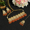 Peach Color Choker Premium Kundan Necklace Set (PKN1198PCH)