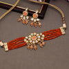 Orange Color Choker Premium Kundan Necklace Set (PKN1318ORG)
