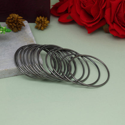 Black Silver Color 12 Set Of Kids Bangles Combo Size(4 Set Of 1.12, 4 Set Of 1.14, 4 Set Of 2.0) (PLKBCMB539)