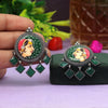 Green Color Oxidised Hand Painted Premium Meenakari Earrings (PMKE1801GRN)