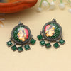 Green Color Oxidised Hand Painted Premium Meenakari Earrings (PMKE1801GRN)