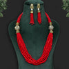 Maroon Color Beads Necklace Set (PN727MRN)