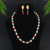 Maroon & Green Color Stone Necklace Set (PN735MG)