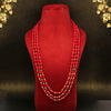 Red Color Beads Long Necklace (PN738RED)