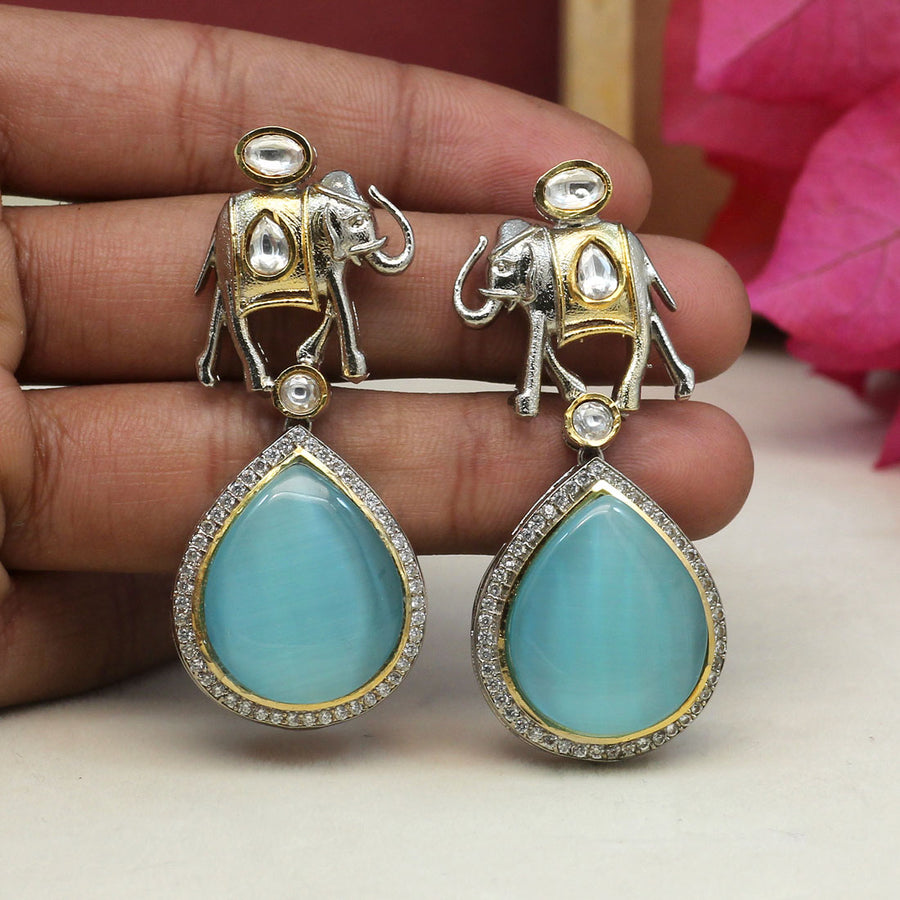 Buy online Gold Plated Blue Color Stone Earrings from fashion jewellery for  Women by Voylla for ₹1840 at 10% off | 2024 Limeroad.com