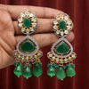 Green Color American Diamond Premium Polki Earrings (PPLE108GRN)