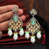 Pista Green Color American Diamond Premium Polki Earrings (PPLE109PGRN)
