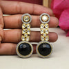 Black Color American Diamond Premium Polki Earrings (PPLE110BLK)