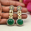 Green Color American Diamond Premium Polki Earrings (PPLE110GRN)
