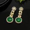 Green Color American Diamond Premium Polki Earrings (PPLE110GRN)