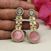 Pink Color American Diamond Premium Polki Earrings (PPLE110PNK)