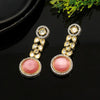 Pink Color American Diamond Premium Polki Earrings (PPLE110PNK)