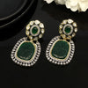 Green Color American Diamond Premium Polki Earrings (PPLE112GRN)