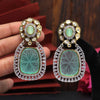 Pista Green Color American Diamond Premium Polki Earrings (PPLE112PGRN)