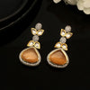 Light Brown Color American Diamond Premium Polki Earrings (PPLE115LBRW)