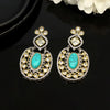 Blue Turquoise Color American Diamond Premium Polki Earrings (PPLE118BT)