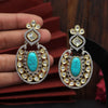 Blue Turquoise Color American Diamond Premium Polki Earrings (PPLE118BT)