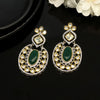 Green Color American Diamond Premium Polki Earrings (PPLE118GRN)