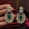 Green Color American Diamond Premium Polki Earrings (PPLE118GRN)