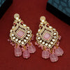 Pink Color American Diamond Premium Polki Earrings (PPLE120PNK)