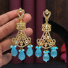 Firozi Color American Diamond Premium Polki Earrings (PPLE122FRZ)
