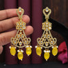 Yellow Color American Diamond Premium Polki Earrings (PPLE122YLW)
