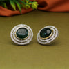 Green Color American Diamond Premium Polki Earrings (PPLE126GRN)