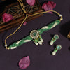 Light Green Color Choker American Diamond Premium Polki Necklace Set (PPN101LGRN)