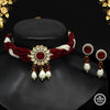 Maroon Color Choker American Diamond Premium Polki Necklace Set (PPN101MRN)