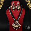 Black Color American Diamond Premium Polki Long Necklace Set (PPN103BLK)
