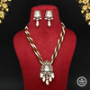 Brown Color American Diamond Premium Daak Polki Long Necklace Set (PPN111BRW)