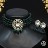 Green Color Choker American Diamond Premium Daak Polki Necklace Set (PPN112GRN)