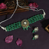 Light Green Color Choker American Diamond Premium Daak Polki Necklace Set (PPN112LGRN)