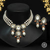 Peach Color American Diamond Premium Daak Polki Necklace Set (PPN114PCH)