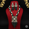 Green Color American Diamond Premium Polki Long Necklace Set (PPN117GRN)
