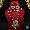 Maroon Color American Diamond Premium Polki Long Necklace Set (PPN118MRN)