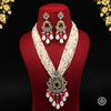 Rani Color American Diamond Premium Polki Long Necklace Set (PPN119RNI)