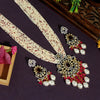 Rani Color American Diamond Premium Polki Long Necklace Set (PPN119RNI)
