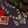Assorted Color American Diamond Premium Polki Long Necklace Set (PPN120MLT)