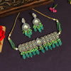 Rama Green Color Choker American Diamond Premium Daak Polki Necklace Set (PPN126RGRN)