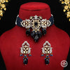 Blue Color Choker American Diamond Premium Polki Necklace Set (PPN127BLU)